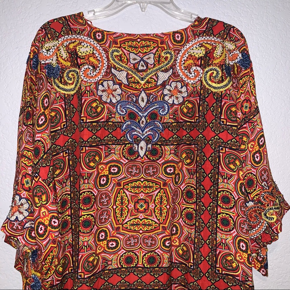 New ZARA $119 NWT EMBROIDERED BEADED LINEN BLEND TUNIC DRESS XS SMALL 7521/073 - Picture 9 of 13
